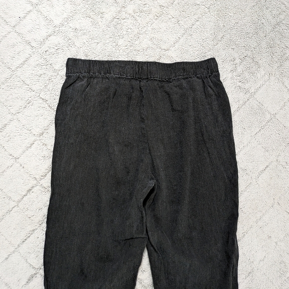Babaton Pants Women's Large Black Linen Blend Pull On Drawstring Tapered Crop  - Picture 3 of 7